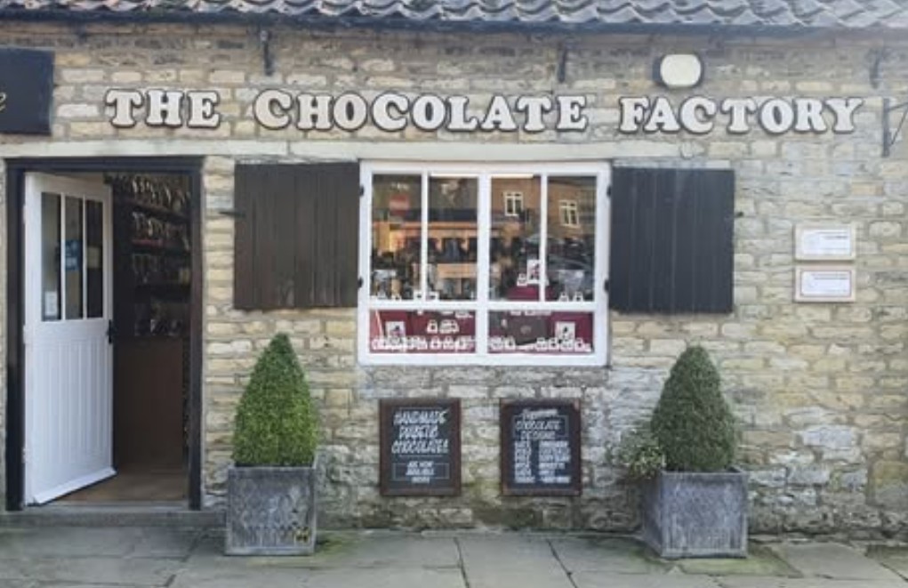 Trays of handmade chocolates in a village chocolate shop at Thornton-le-Dale