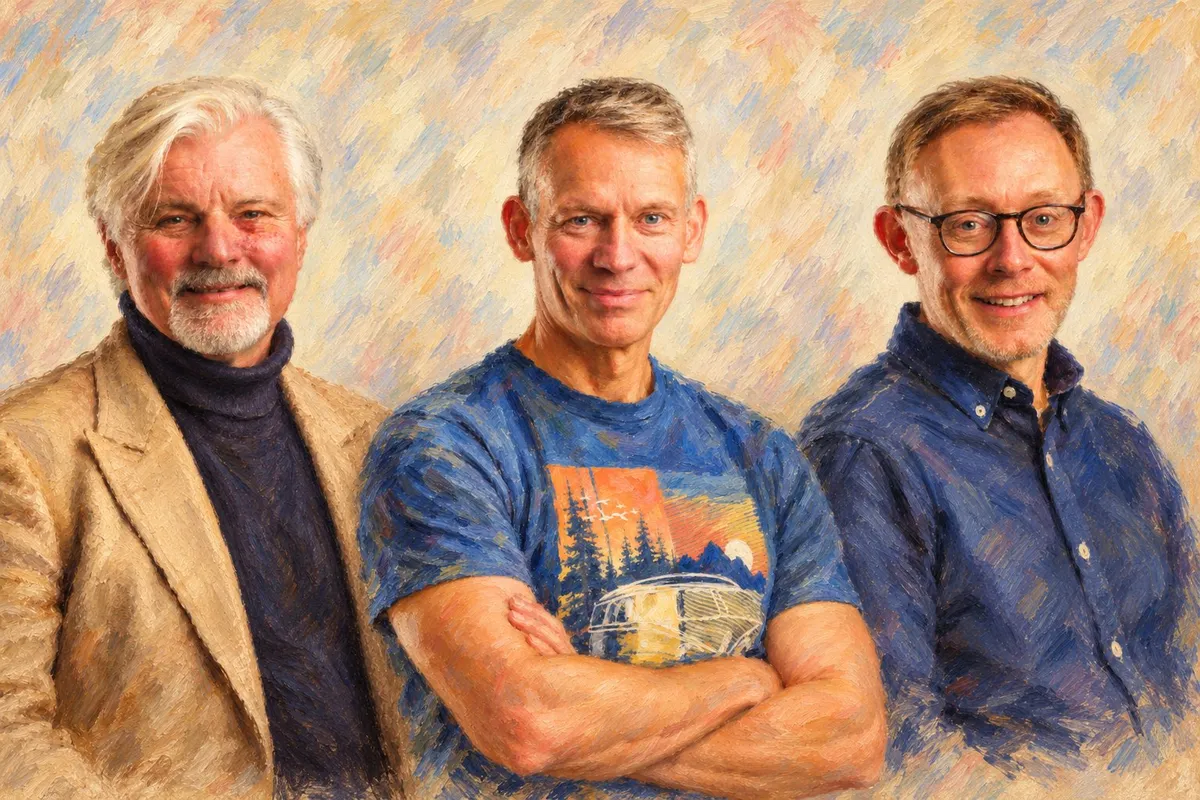 Painted portrait of Andy Joynson, Morland Sanders and John Anderson